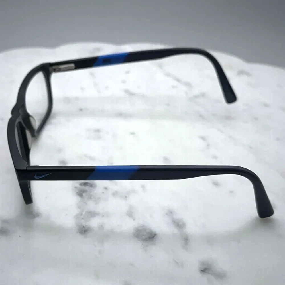 Nike 7237 011 Black Blue Full Rim Rectangle Eyeglasses Frames Only 52-17-140
